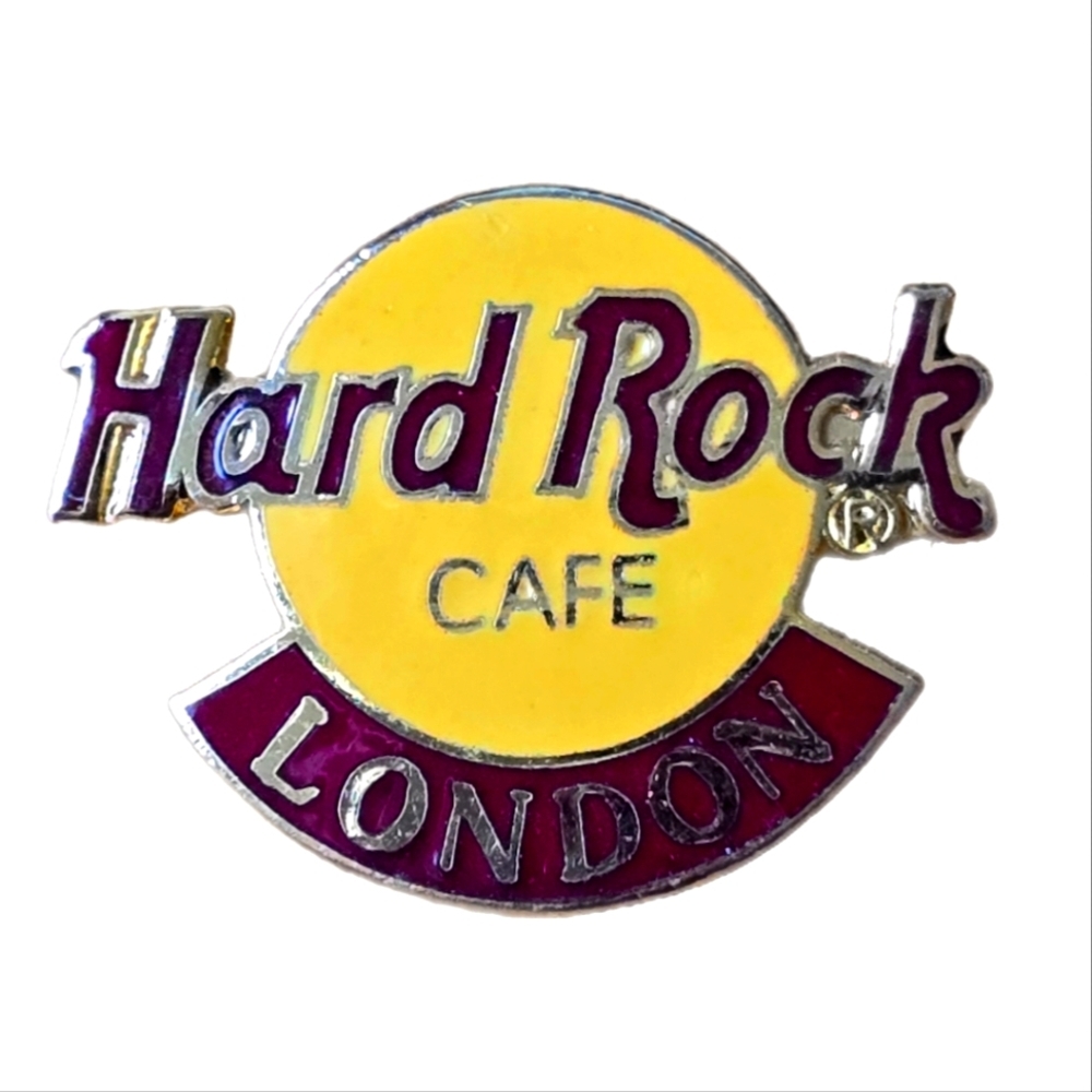 Hard Rock Cafe London Yellow & Burgundy Pin
